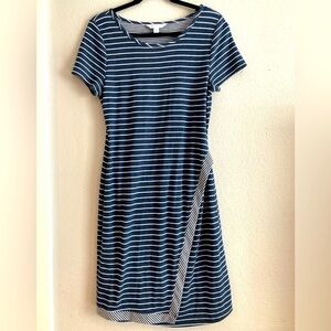 Market & Spruce Brigitte Stretch Knit Dress Navy Blue and White Stripe size M
